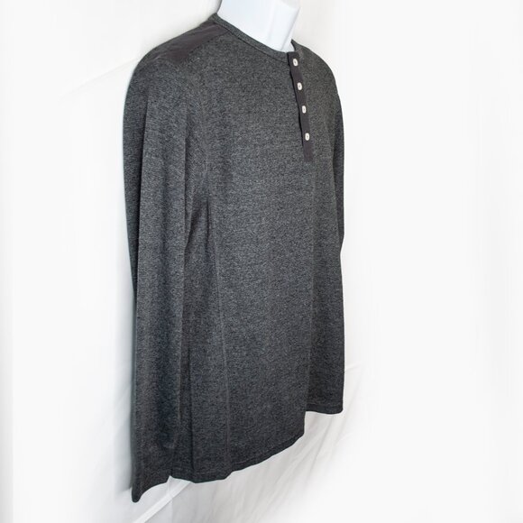 NEW Thread & Cloth Ribbed Henley Shirt Mens Small S Gray Long Sleeve T Tee 0113X - Picture 2 of 5